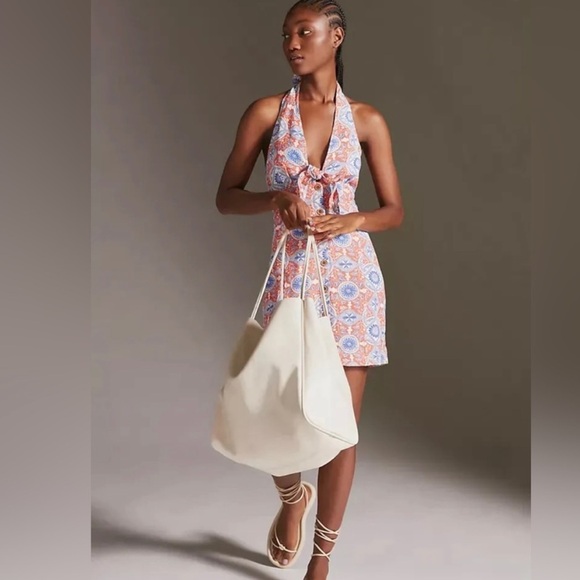 Maeve For Anthropologie Linen Viscose Floral SlimMini Dress Blue In Motif NWOT S - Picture 2 of 16